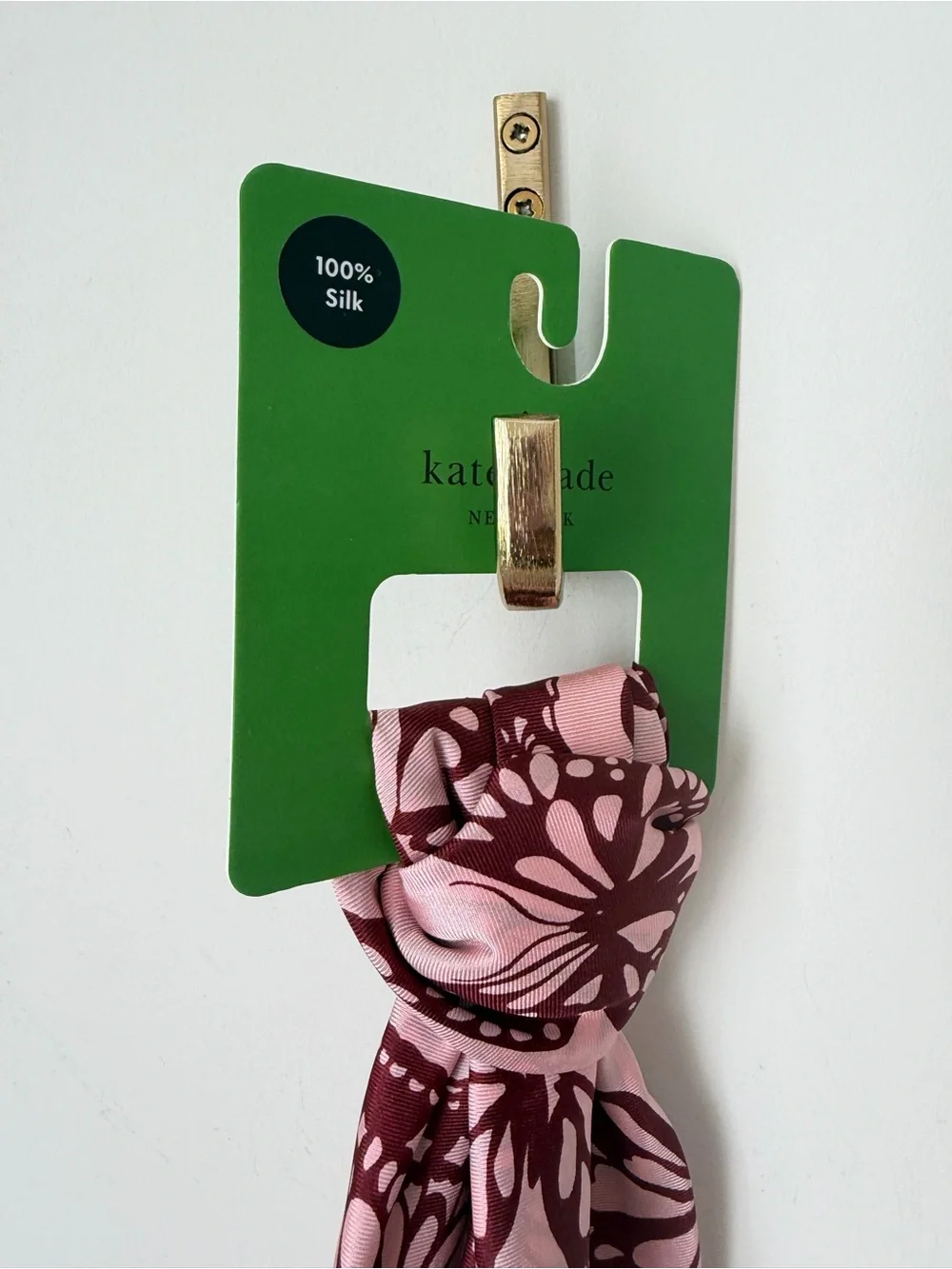 kate spade butterfly Pink and Burgundy Silk Scarf